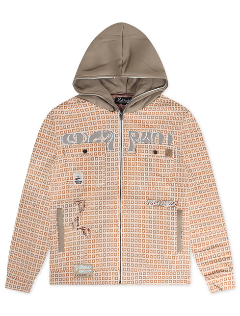 Sugarhill Vexed Hooded Jacket - Brown Jacquard