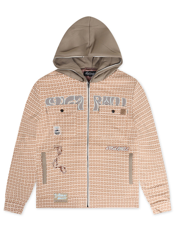 Sugarhill Vexed Hooded Jacket - Brown Jacquard