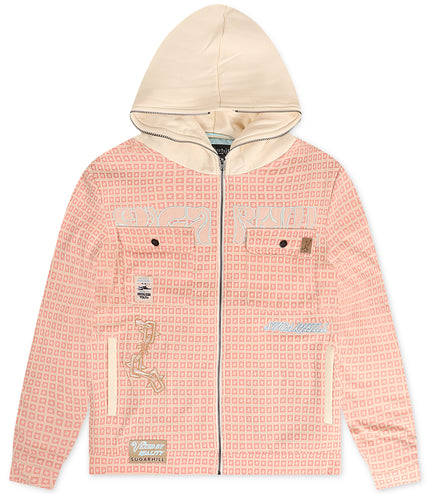 Sugarhill Vexed Hooded Jacket - Pink Jacquard