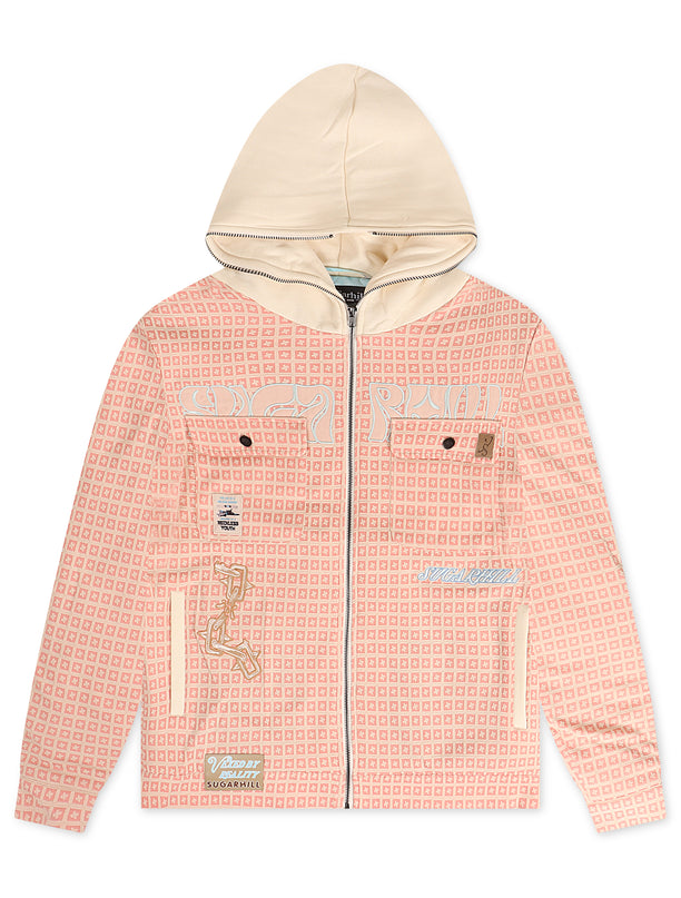 Sugarhill Vexed Hooded Jacket - Pink Jacquard