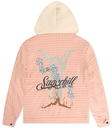 Sugarhill Vexed Hooded Jacket - Pink Jacquard