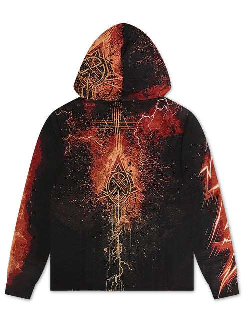 Majestik Death Card Rhinestone Tapestry Jacquard Hoodie - Black