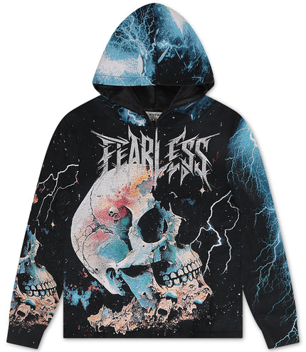 Majestik Death Card Rhinestone Tapestry Jacquard Hoodie - Black