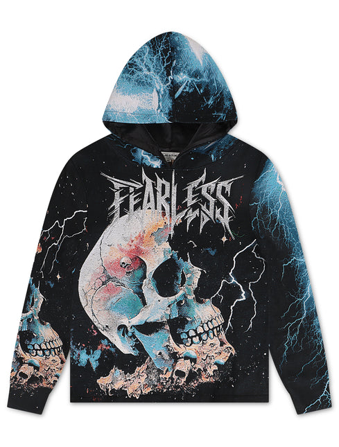 Majestik Fearless Rhinestone Tapestry Jacquard Hoodie - Black