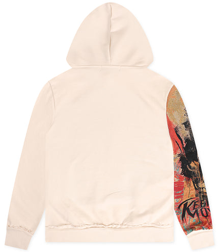 Majestik Keep It Movin Rhinestone F.Terry Tapestry Hoodie - Eggshell