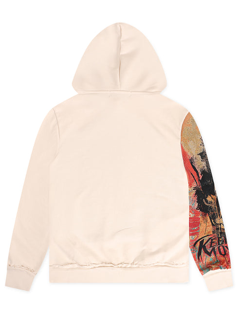 Majestik Keep It Movin Rhinestone F.Terry Tapestry Hoodie - Eggshell