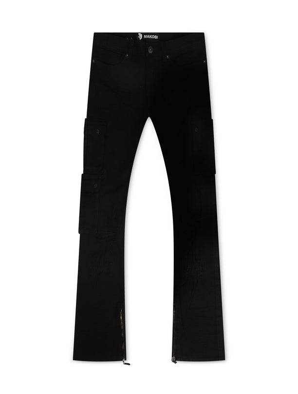 Makobi Bottom Berteli Cargo Slim Fit Pants - Black