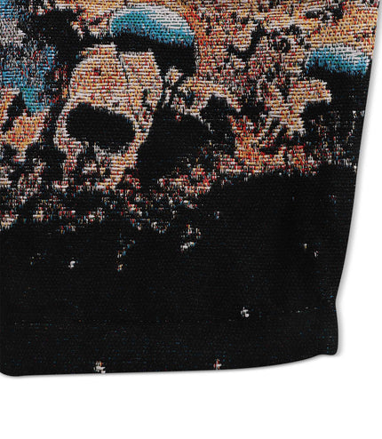 Majestik Death Card Rhinestone Tapestry Jacquard Hoodie - Black