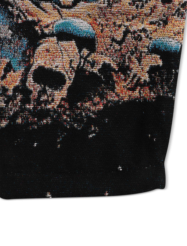 Majestik Death Card Rhinestone Tapestry Jacquard Hoodie - Black