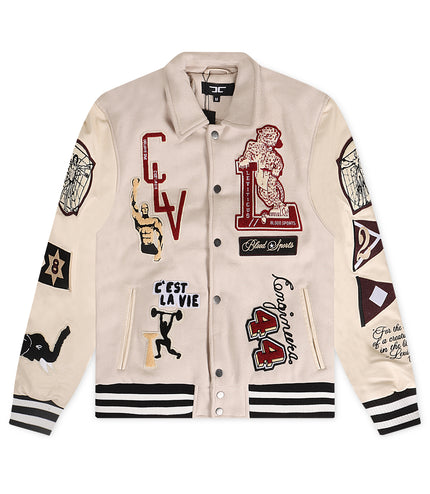 Jordan Craig Carpe Diem Varsity Jacket - Bone