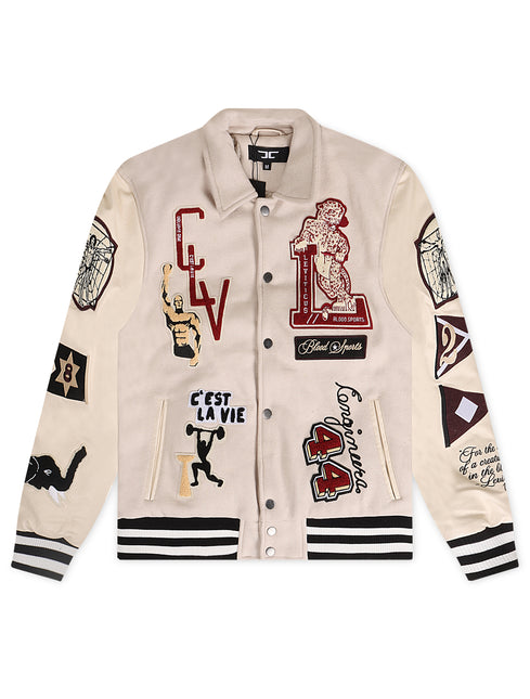 Jordan Craig Carpe Diem Varsity Jacket - Bone