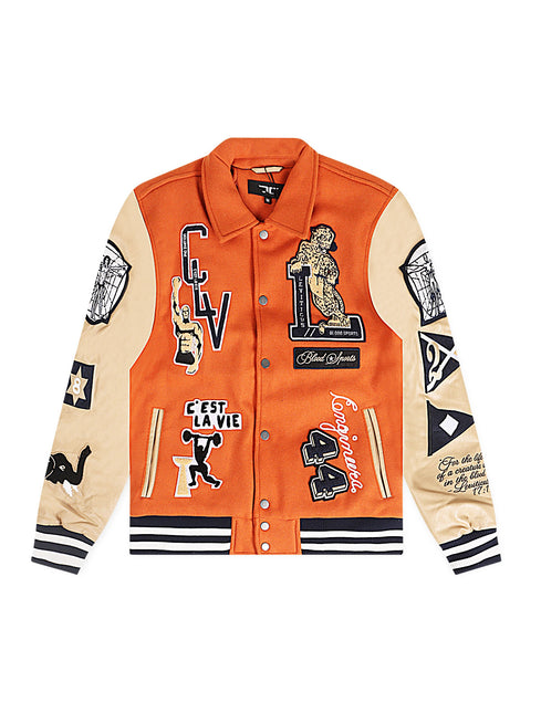 Jordan Craig Kids Carpe Diem Varsity Jacket - Burnt Orange