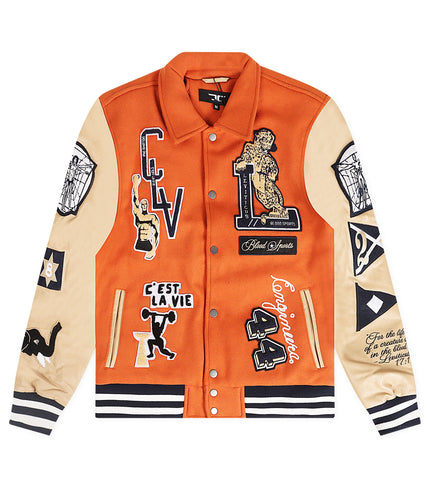 Jordan Craig Carpe Diem Varsity Jacket - Burnt Orange