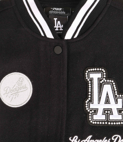 Pro Standard Dodgers Pearls Rib Wool Varsity Jacket - Black/White