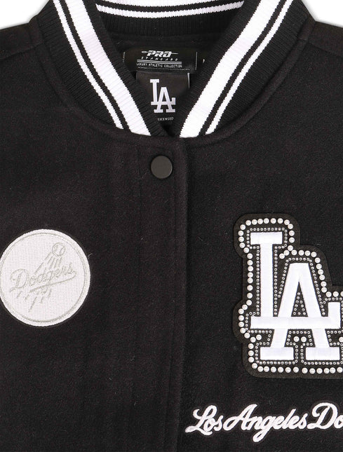 Pro Standard Dodgers Pearls Rib Wool Varsity Jacket - Black/White