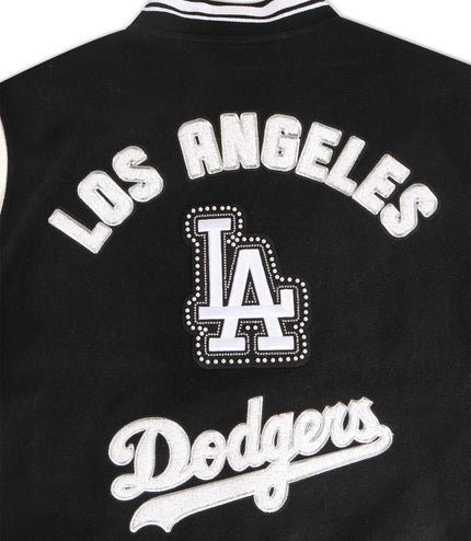 Pro Standard Dodgers Pearls Rib Wool Varsity Jacket - Black/White