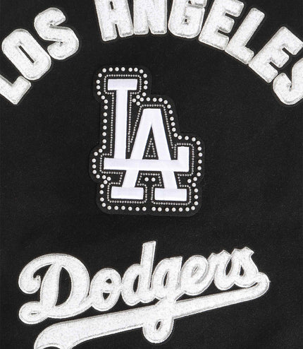 Pro Standard Dodgers Pearls Rib Wool Varsity Jacket - Black/White