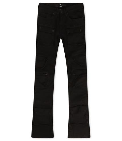 Jordan Craig Stacked 3D Cargo Jeans - Jet Black