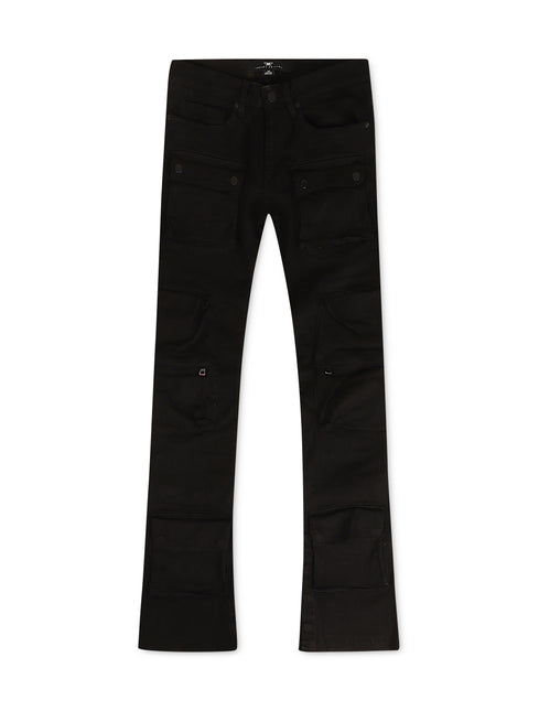 Jordan Craig Stacked 3D Cargo Jeans - Jet Black