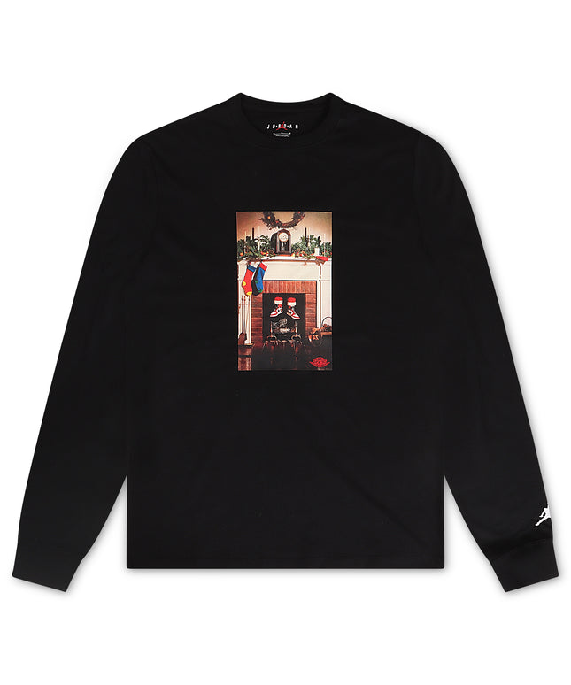 Air Jordan Mens Jumpman Chimney Long Sleeve Tee - Black
