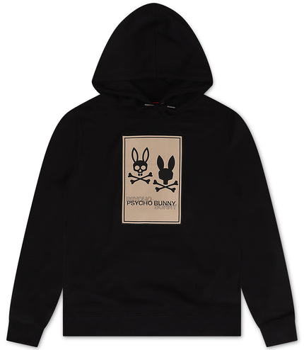 Psycho Bunny Mens Monroe Twill Patch Hoodie - Black