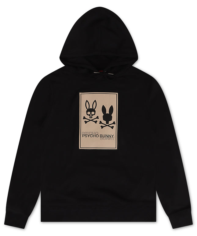 Psycho Bunny Mens Monroe Twill Patch Hoodie - Black