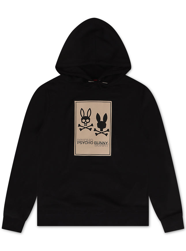 Psycho Bunny Mens Monroe Twill Patch Hoodie - Black