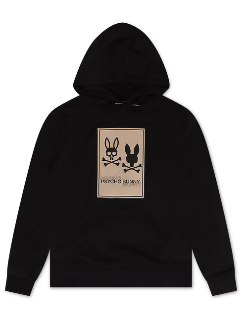 Psycho Bunny Mens Monroe Twill Patch Hoodie - Black