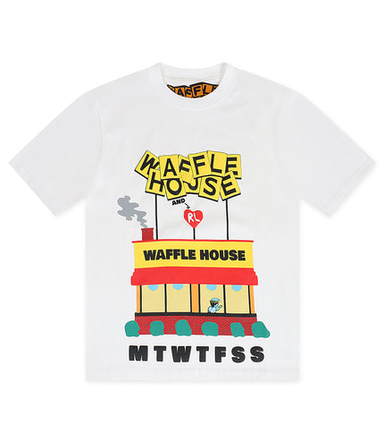 Red Letters Waffle Home Tee - White