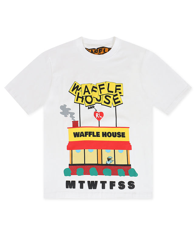Red Letters Waffle Home Tee - White