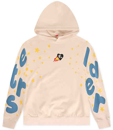 Red Letters Waffle Stars Scattered Hoodie - Cream