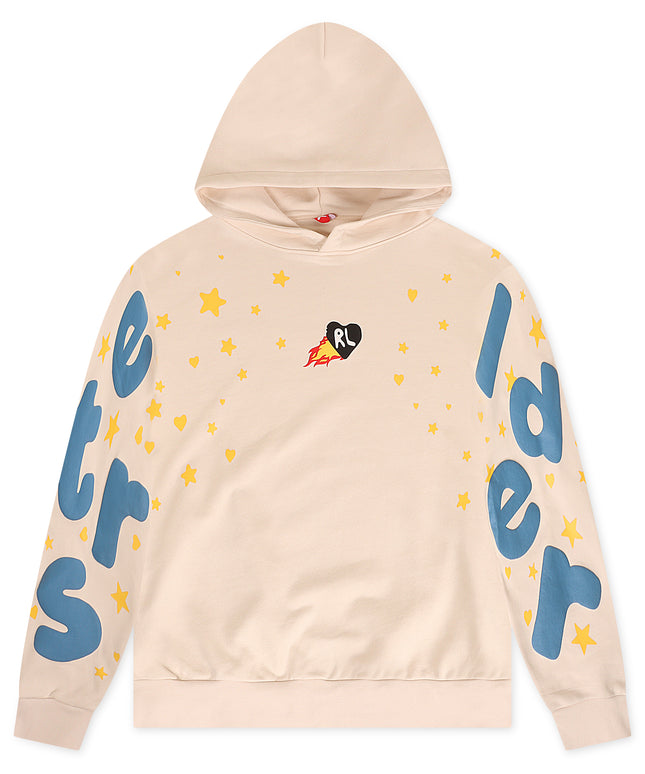 Red Letters Waffle Stars Scattered Hoodie - Cream