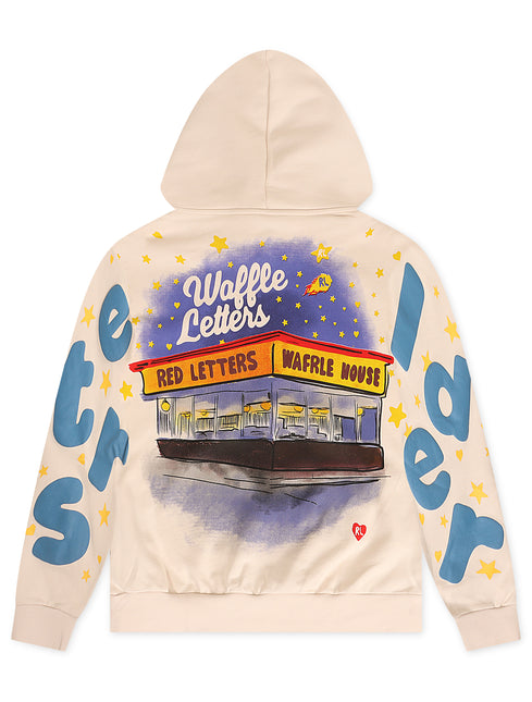 Red Letters Waffle Stars Scattered Hoodie - Cream