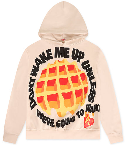 Red Letters Don't Wake Me Hoodie - Cream