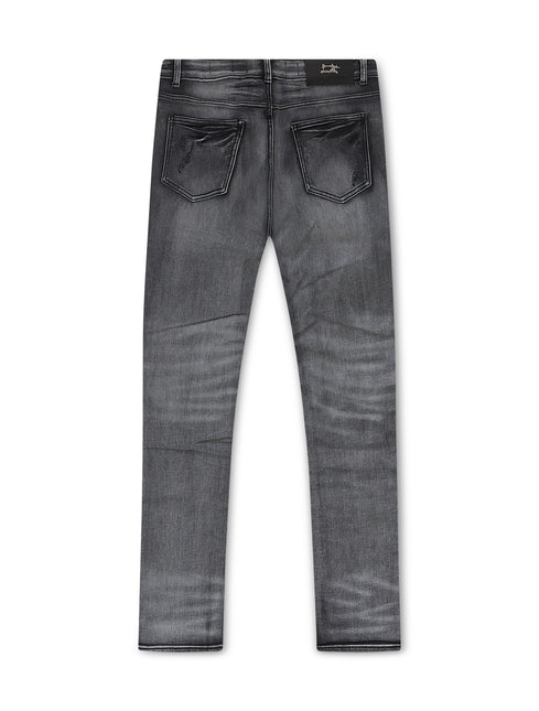 Damati Distressed Slim Fit Jeans - Light Grey