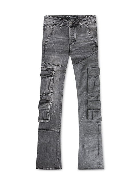 Valabasas Yingyang Stacked Flare Jeans - Grey