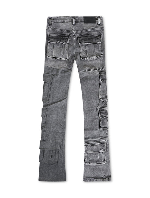 Valabasas Yingyang Stacked Flare Jeans - Grey