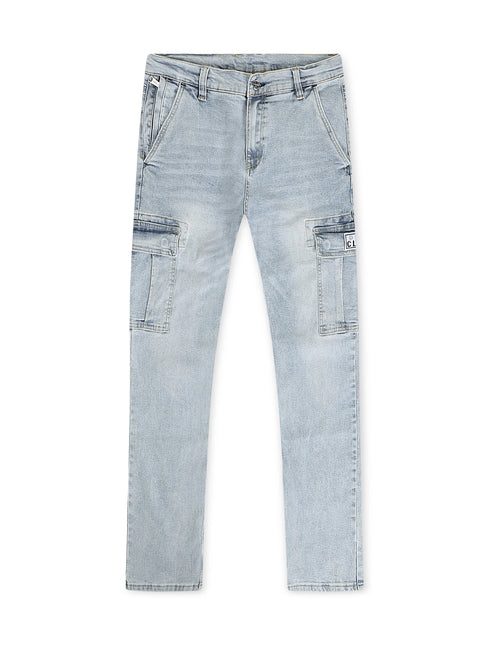 Proclub Relaxed Fit Denim Cargo - Light Stonewash