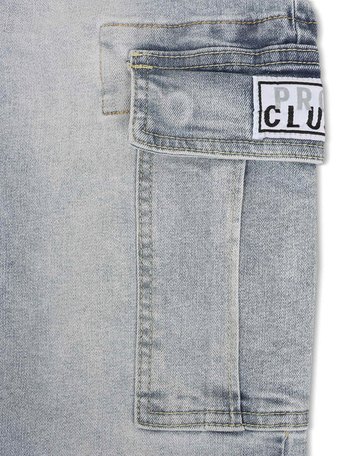 Proclub Relaxed Fit Denim Cargo - Light Stonewash