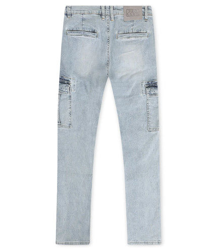 Proclub Relaxed Fit Denim Cargo - Light Stonewash