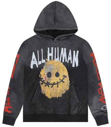 All Human Send Help - Black Wash Hoodie