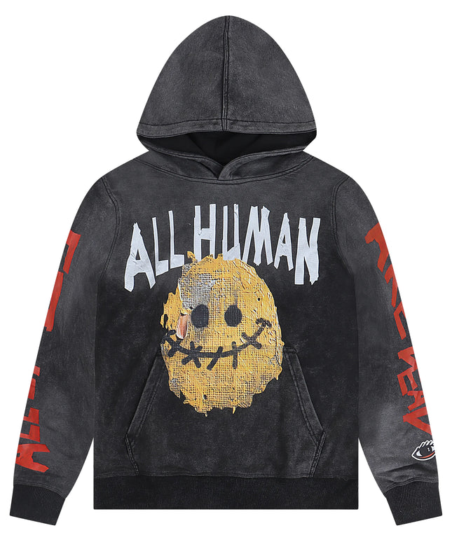 All Human Send Help - Black Wash Hoodie