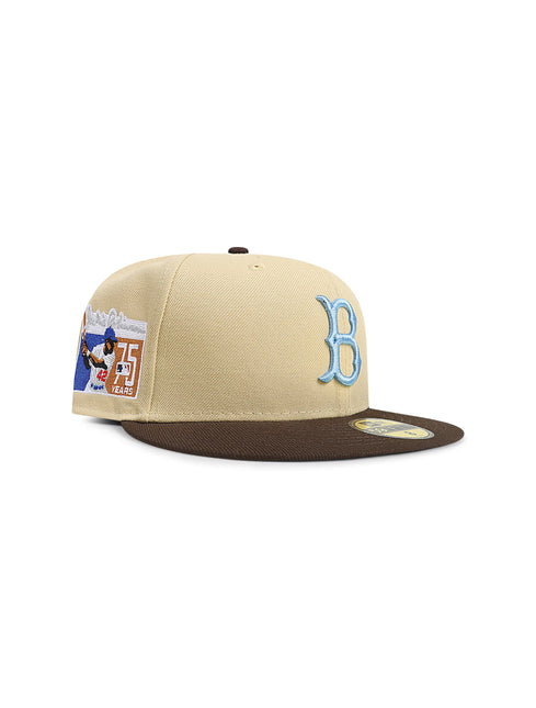 New Era 5950 Brooklyn Dodgers Jackie Robinson 75 Years Hat - Beige/Brown