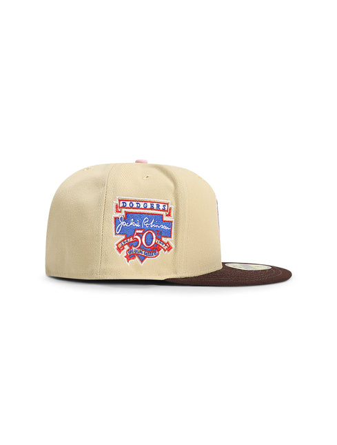 New Era 5950 LA Dodgers 50TH Anniversary Jackie Robinson Hat - Beige/Brown