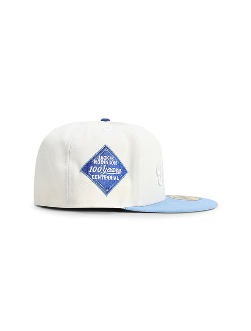 New Era 5950 Brooklyn Dodgers Jackie Robinson 100 Years Hat - Chrome/Sky Blue