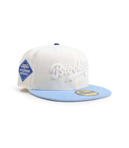 New Era 5950 Brooklyn Dodgers Jackie Robinson 100 Years Hat - Chrome/Sky Blue