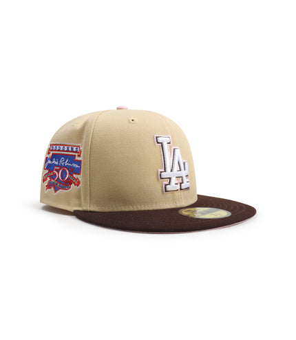 New Era 5950 LA Dodgers 50TH Anniversary Jackie Robinson Hat - Beige/Brown