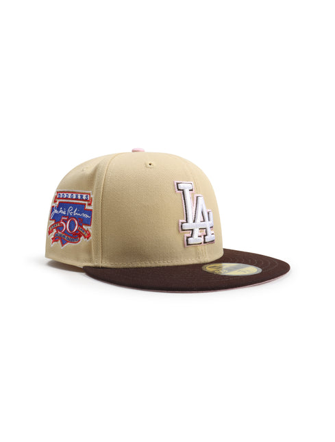 New Era 5950 LA Dodgers 50TH Anniversary Jackie Robinson Hat - Beige/Brown