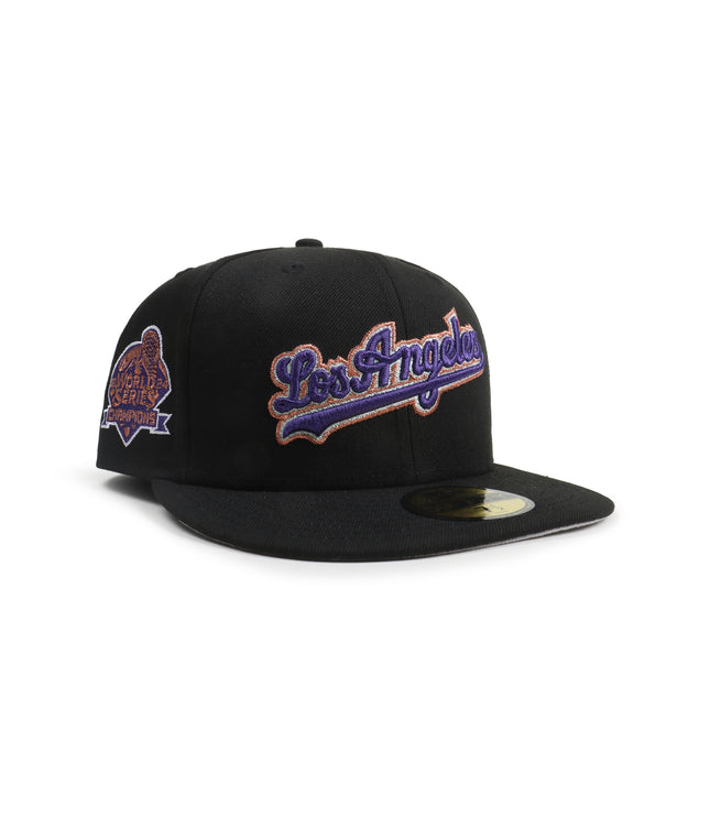 Gorra New Era 5950 de los Dodgers, campeones de la Serie Mundial, color negro