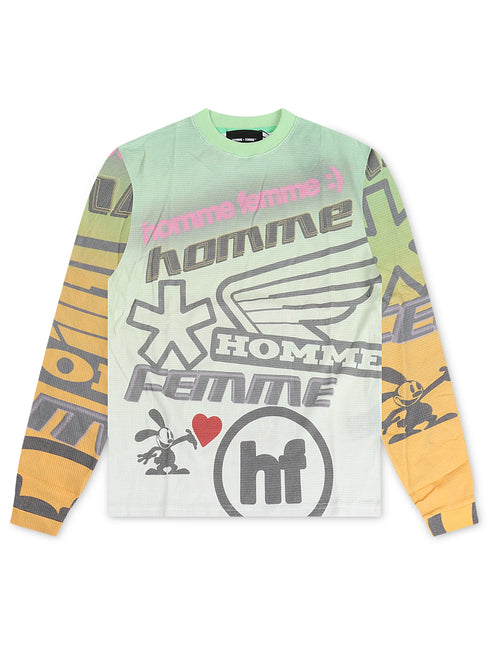 Homme Femme Moto Thermal Long Sleeve - Green/Yellow